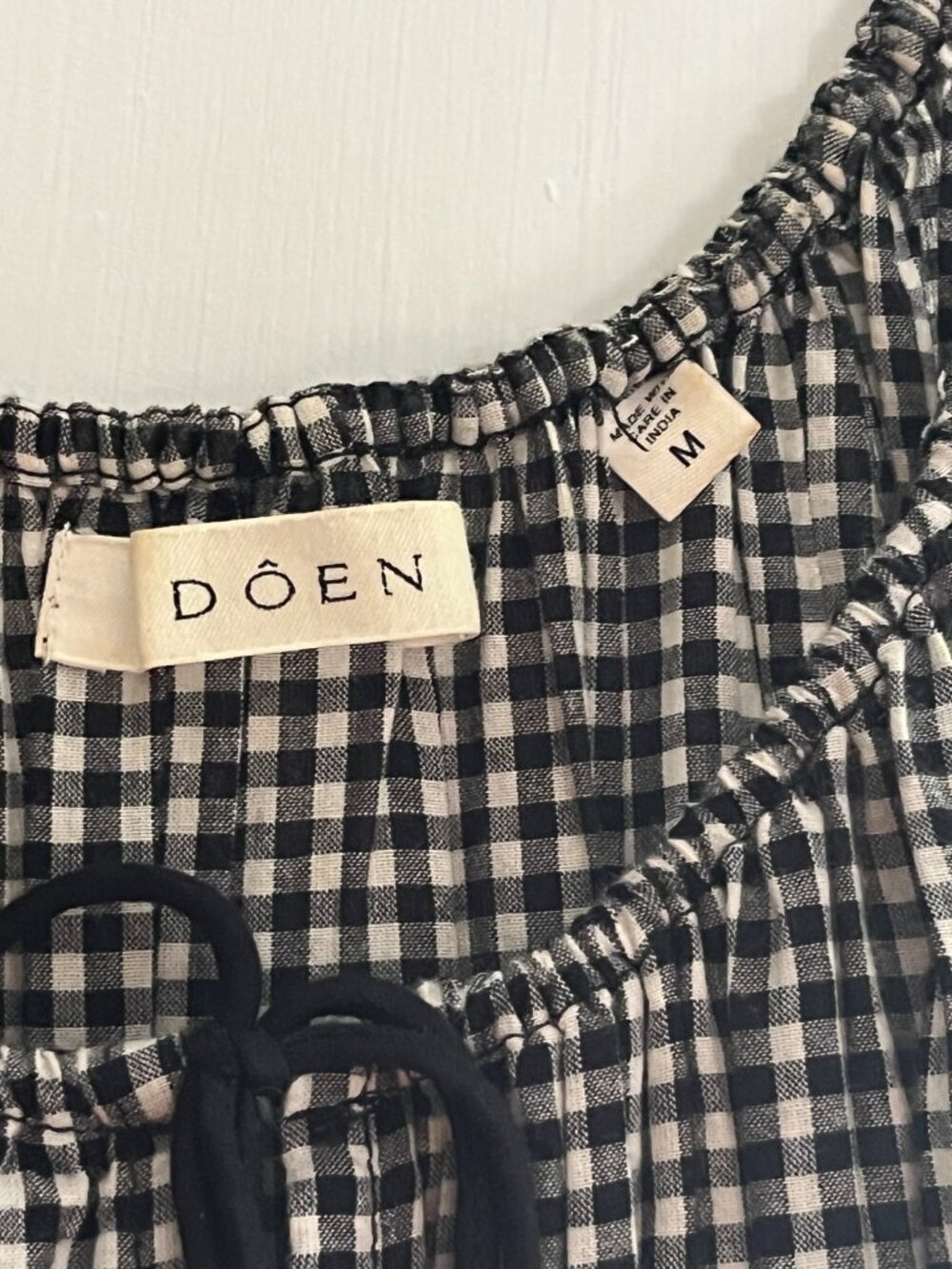 Doen B&W puff sleeve midi gingham dress - Picture 2 of 2